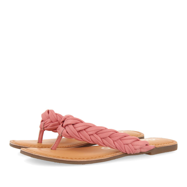 Sandalias planas trenzadas color rosa para mujer bicas 