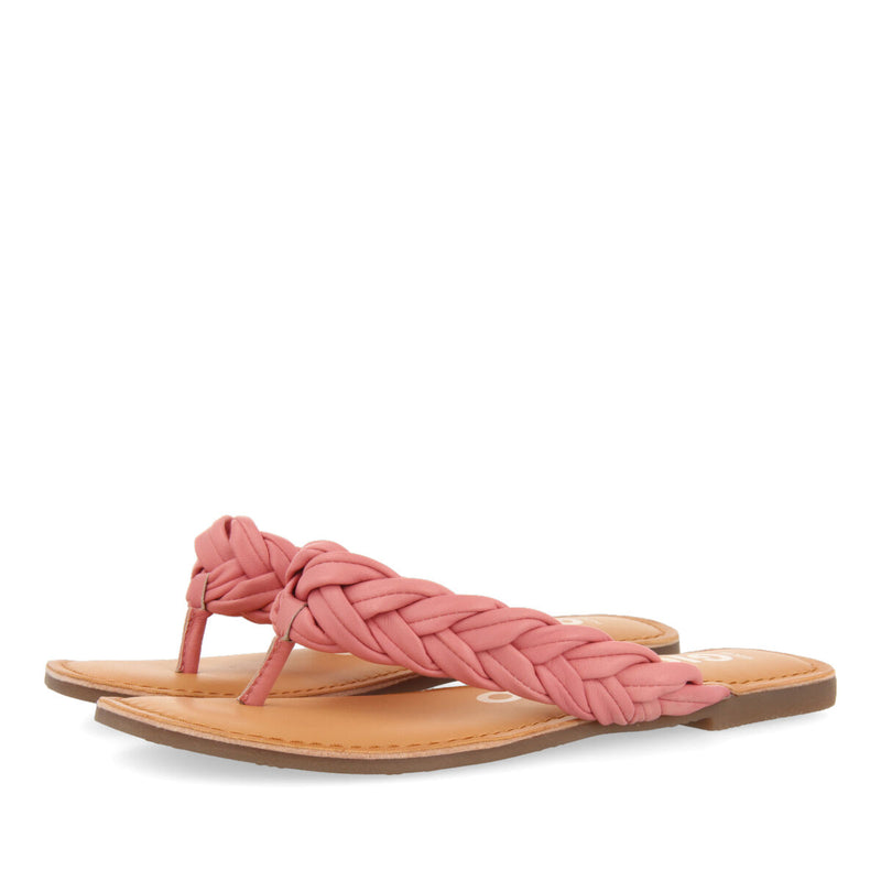 Sandalias planas trenzadas color rosa para mujer bicas 