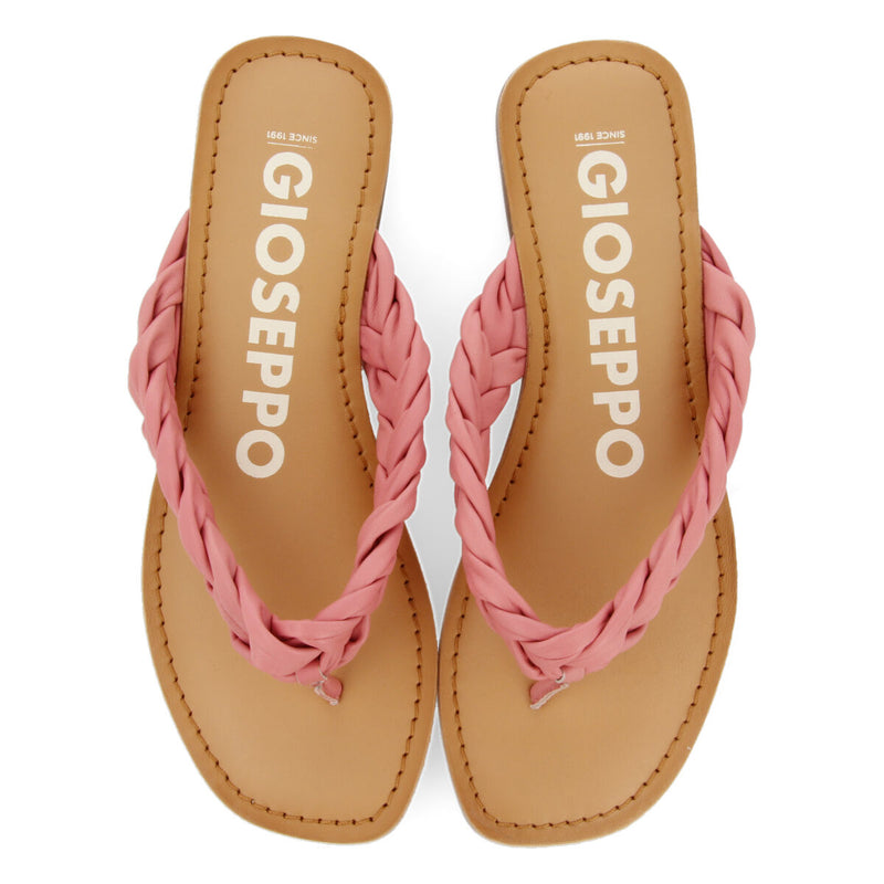 Sandalias planas trenzadas color rosa para mujer bicas 