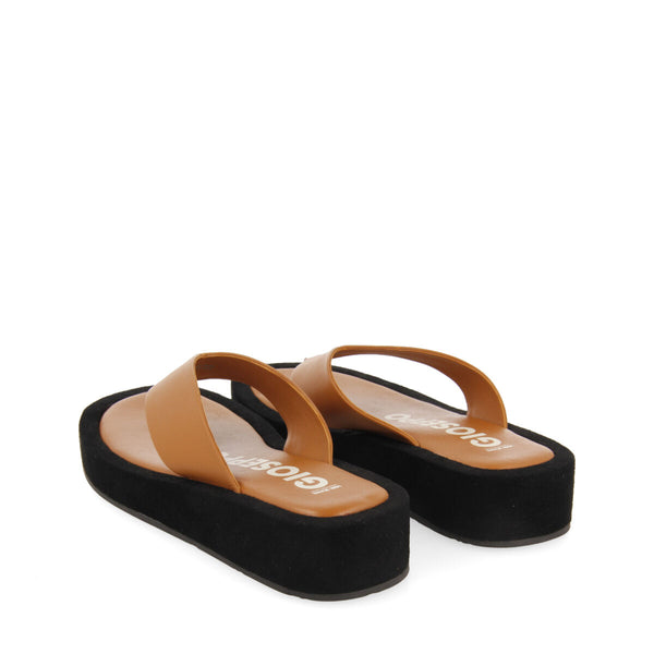 Sandalias de piso grueso con tira color cuero para mujer domats 