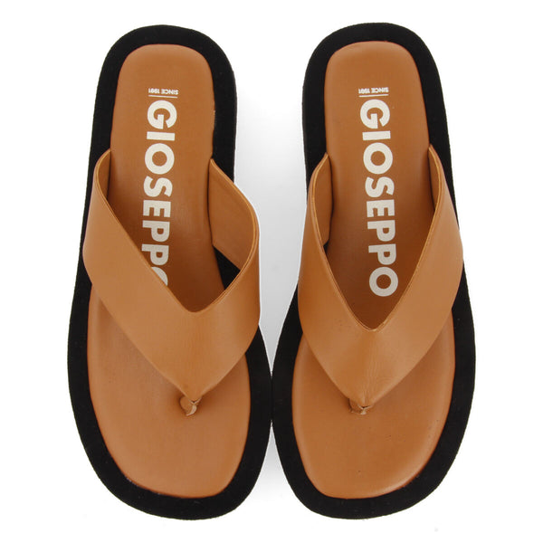 Sandalias de piso grueso con tira color cuero para mujer domats 