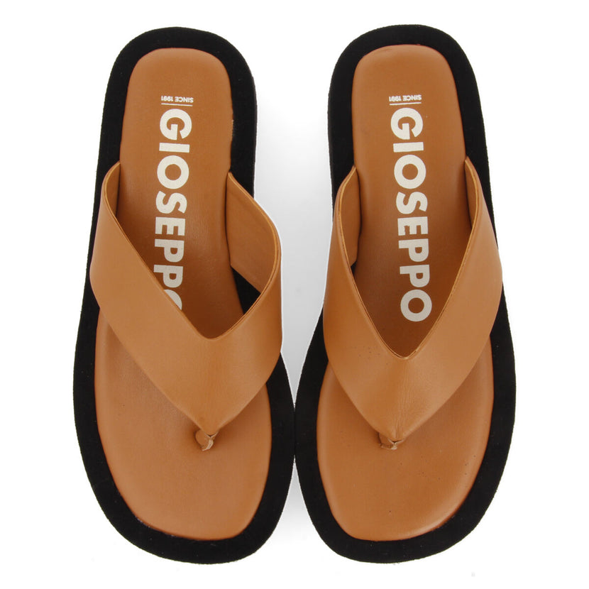 Sandalias de piso grueso con tira color cuero para mujer domats 