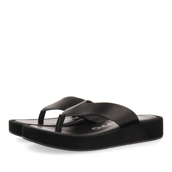 Sandalias de piso grueso con tira color negro para mujer domats 