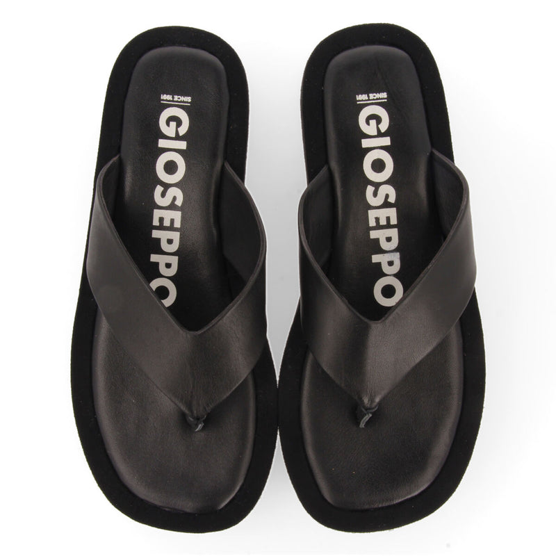 Sandalias de piso grueso con tira color negro para mujer domats 