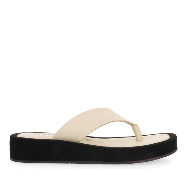 Sandalias de piso grueso con tira color off-white para mujer domats 