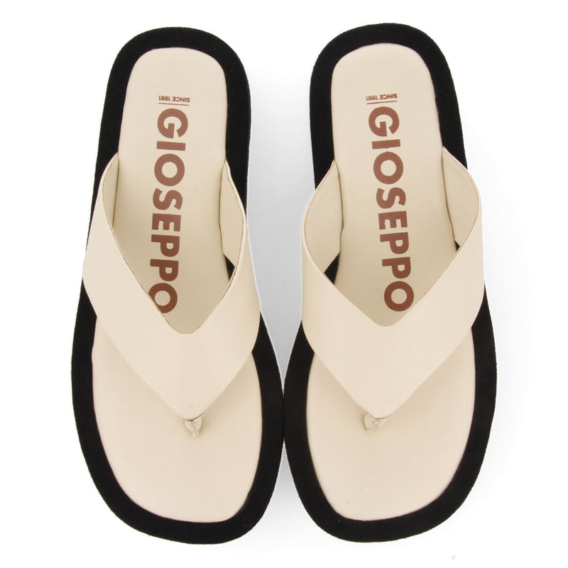 Sandalias de piso grueso con tira color off-white para mujer domats 