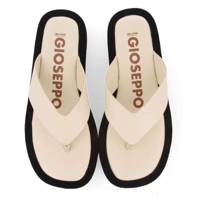 Sandalias de piso grueso con tira color off-white para mujer domats 