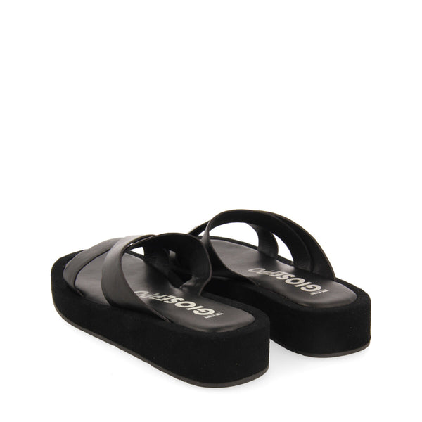 Sandalias de piso grueso de tiras color negro para mujer Issou 