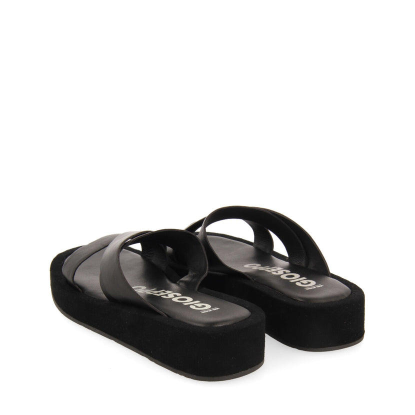 Sandalias de piso grueso de tiras color negro para mujer Issou 