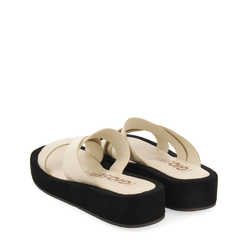 Sandalias de piso grueso de tiras color off-white para mujer Issou 