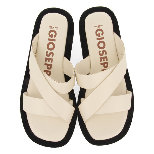Sandalias de piso grueso de tiras color off-white para mujer Issou 