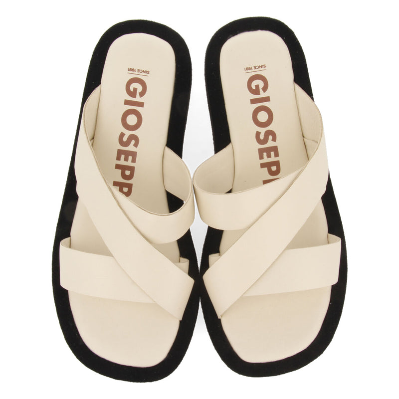 Sandalias de piso grueso de tiras color off-white para mujer Issou 