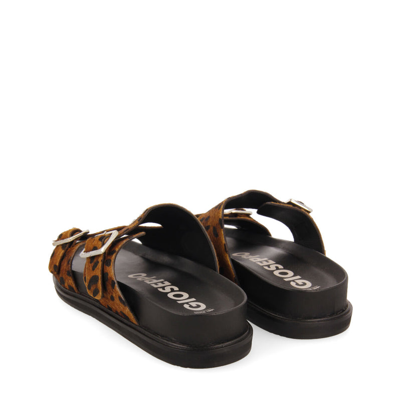 Sandalias tipo bio con hebillas y animal print para mujer moema  