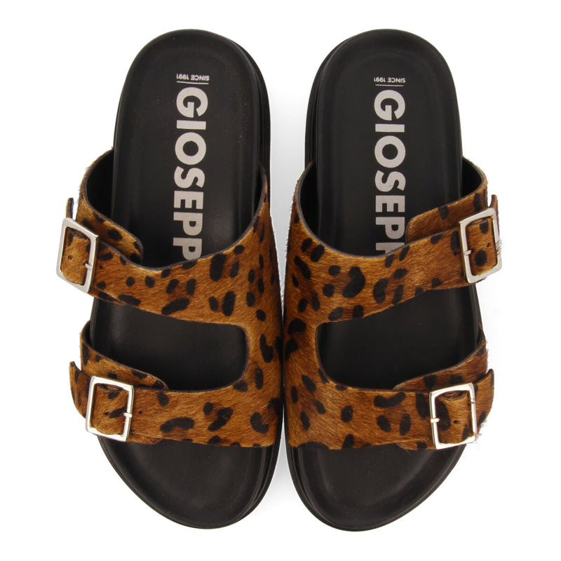Sandalias tipo bio con hebillas y animal print para mujer moema  