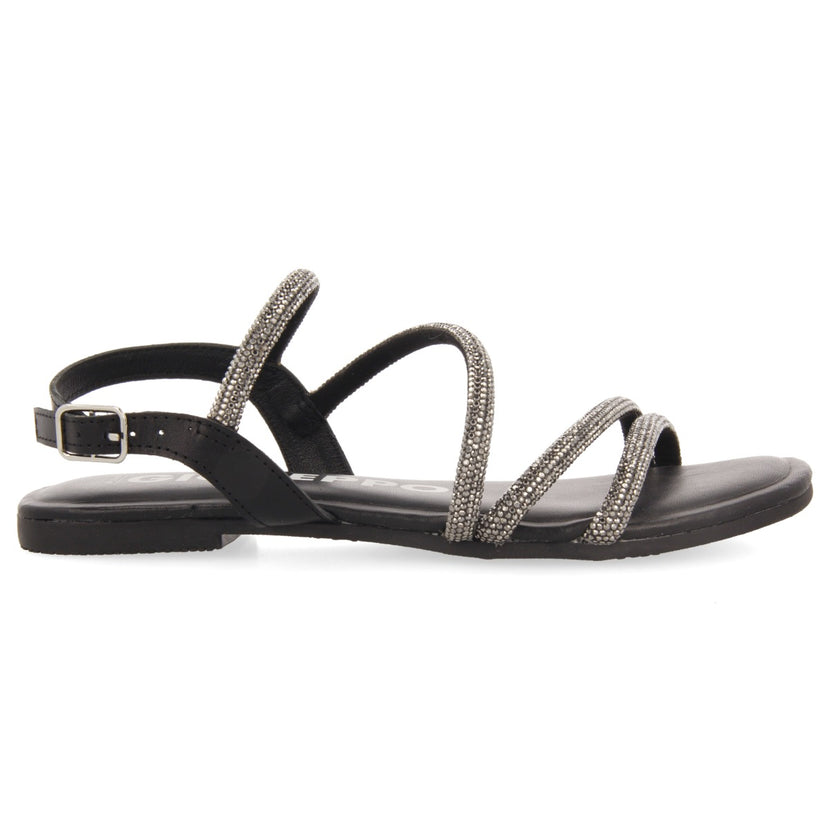Sandalias negras con tiras con cristales para mujer jeceaba 