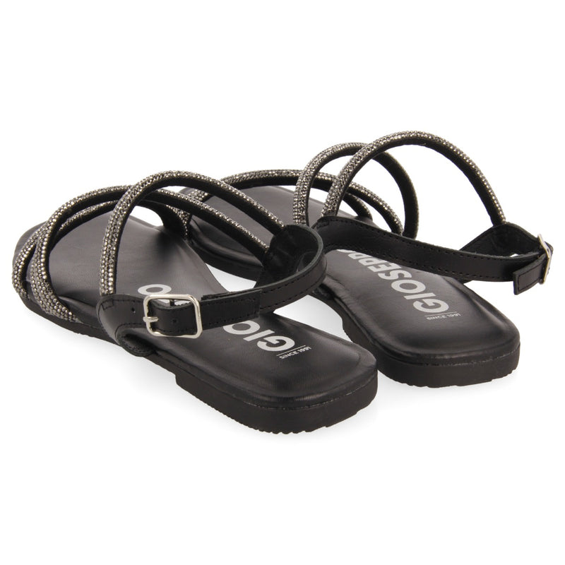Sandalias negras con tiras con cristales para mujer jeceaba 