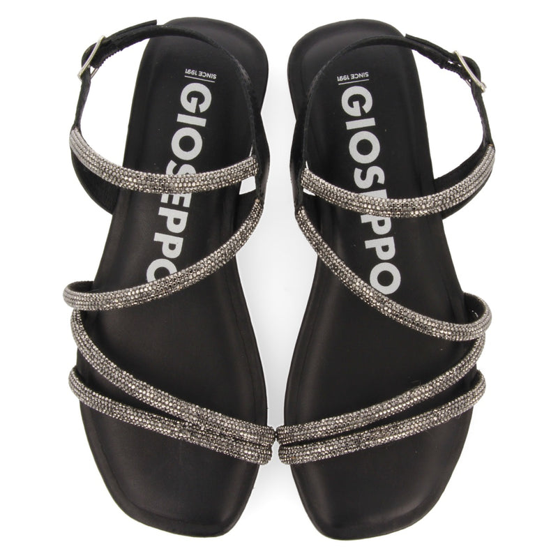 Sandalias negras con tiras con cristales para mujer jeceaba 