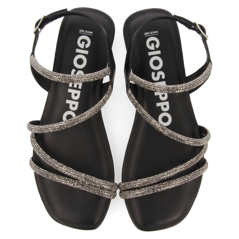 Sandalias negras con tiras con cristales para mujer jeceaba 
