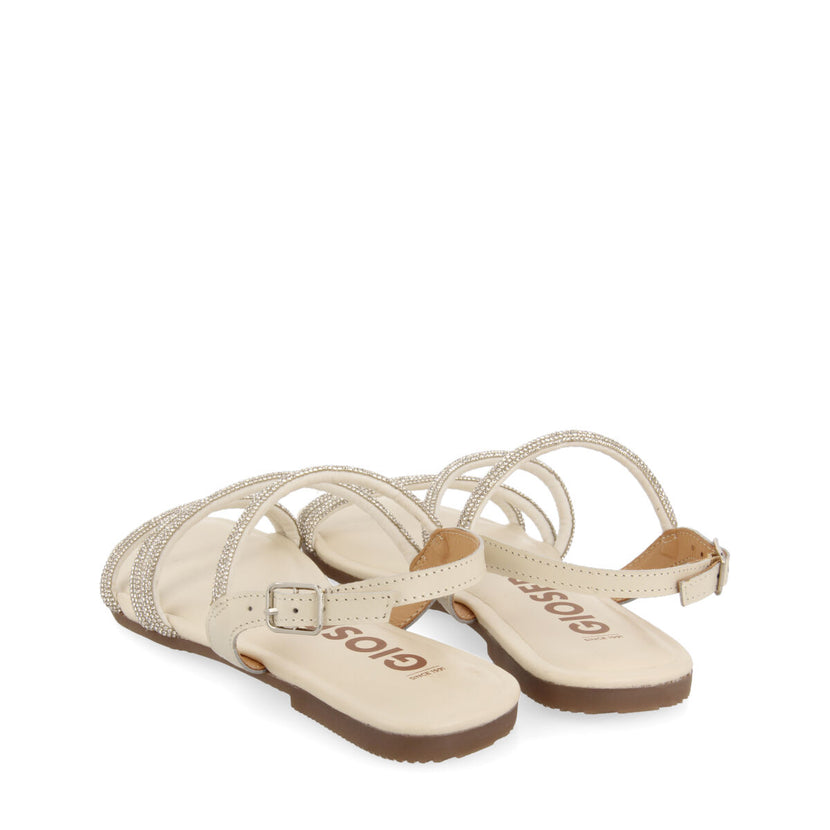 Sandalias off-white con tiras con cristales para mujer jeceaba 