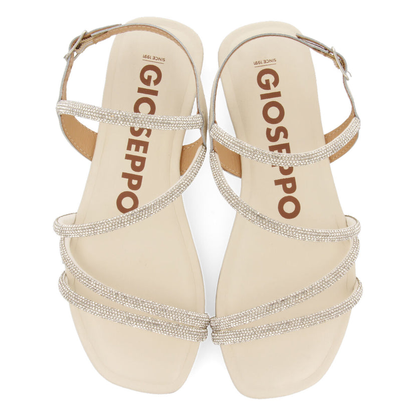 Sandalias off-white con tiras con cristales para mujer jeceaba 