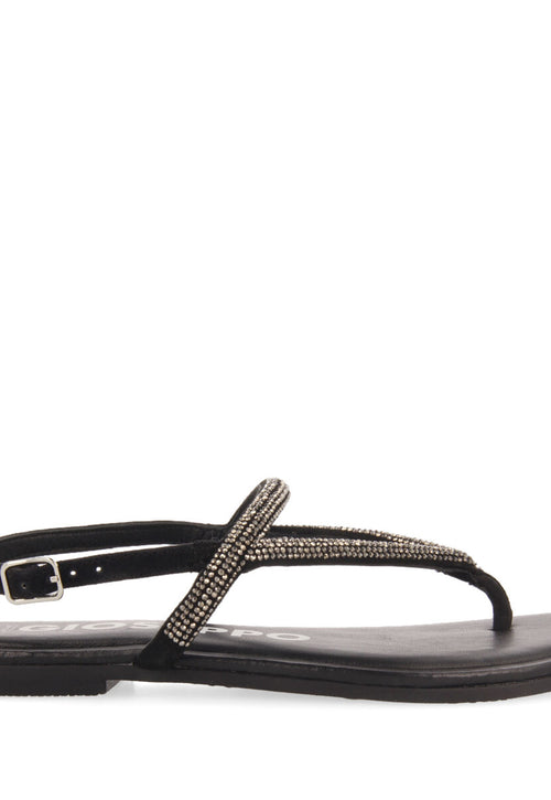 Sandalias negras con tiras con cristales para mujer otlak 