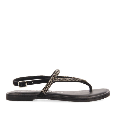 SANDALIAS NEGRAS CON TIRAS CON CRISTALES PARA MUJER OTLAK 