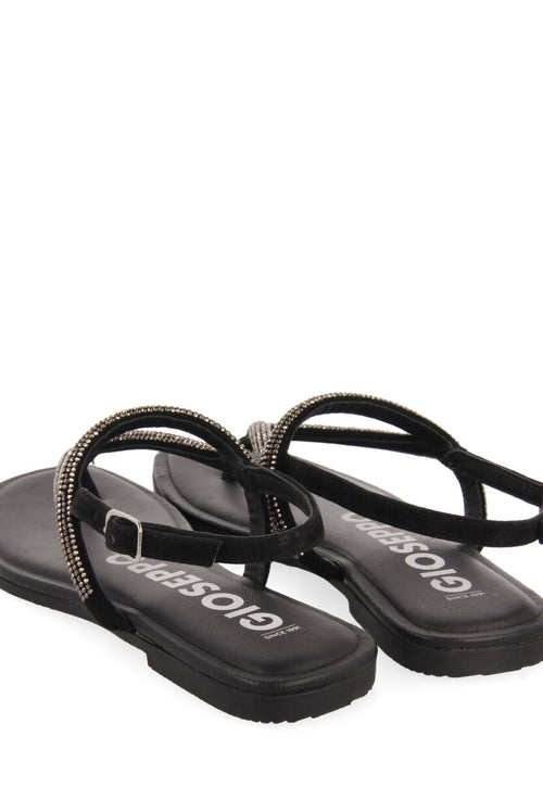 Sandalias negras con tiras con cristales para mujer otlak 