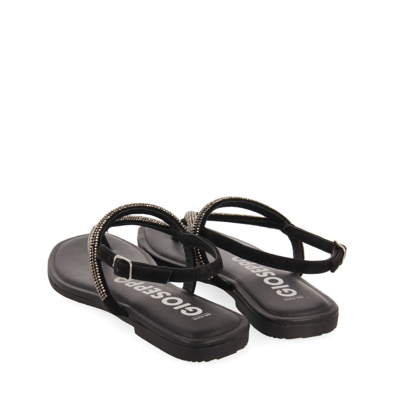 Sandalias negras con tiras con cristales para mujer otlak 