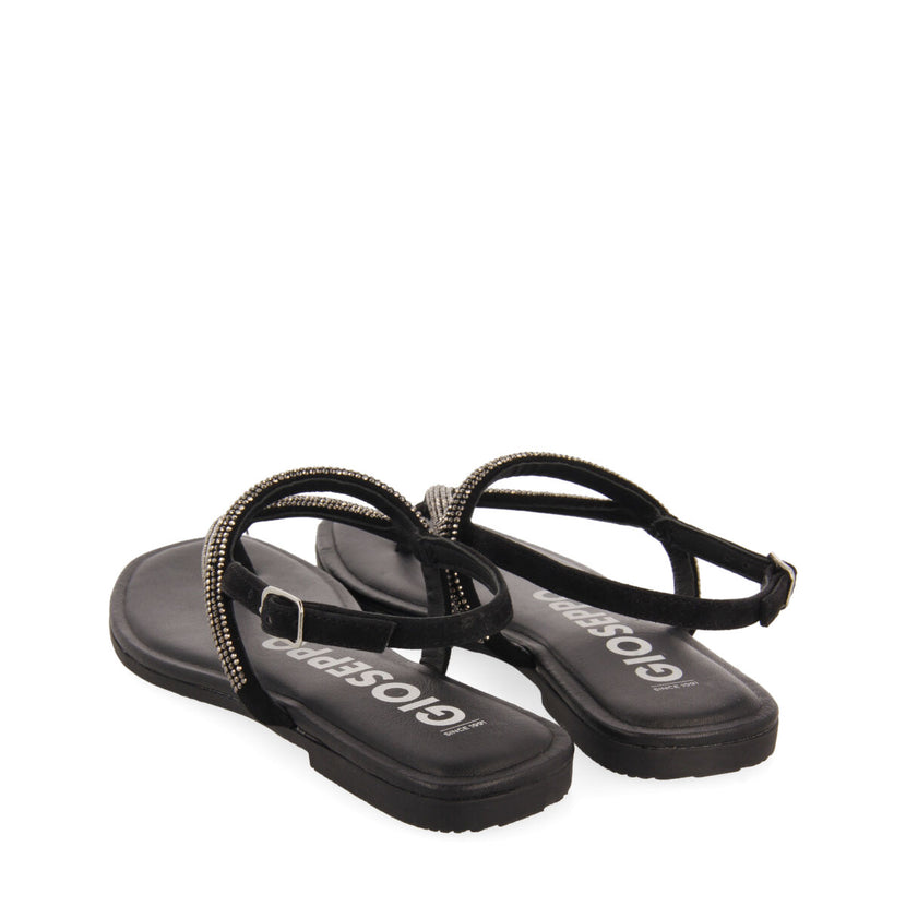Sandalias negras con tiras con cristales para mujer otlak 