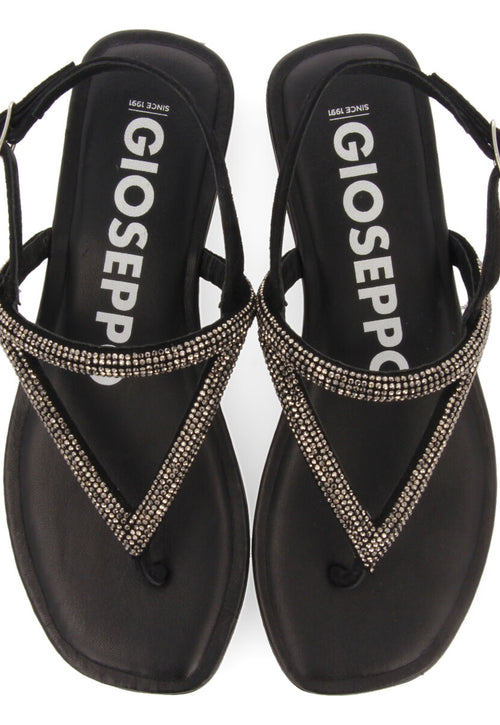 Sandalias negras con tiras con cristales para mujer otlak 