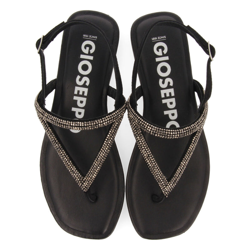 Sandalias negras con tiras con cristales para mujer otlak 
