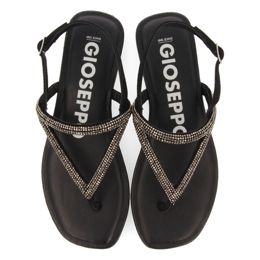 Sandalias negras con tiras con cristales para mujer otlak 