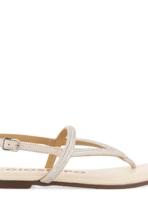Sandalias off-white con tiras con cristales para mujer otlak 