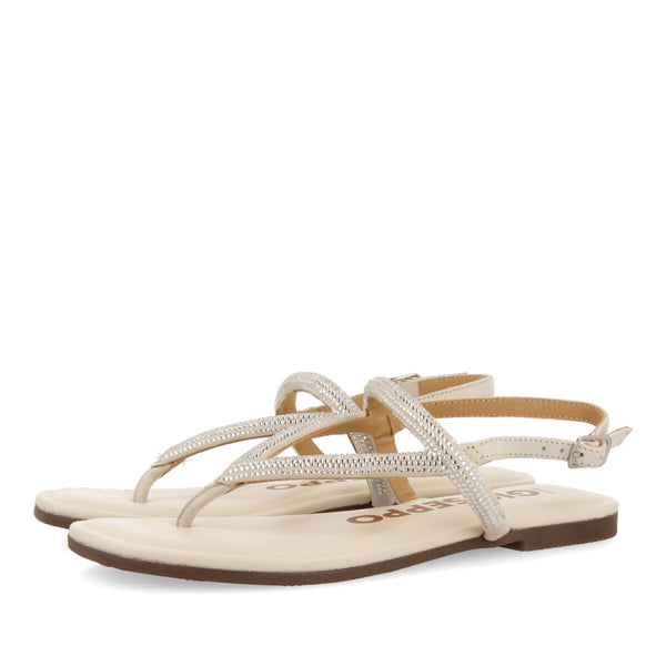 Otlak women's off-white sandals with crystal straps