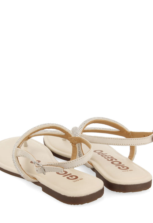 Sandalias off-white con tiras con cristales para mujer otlak 