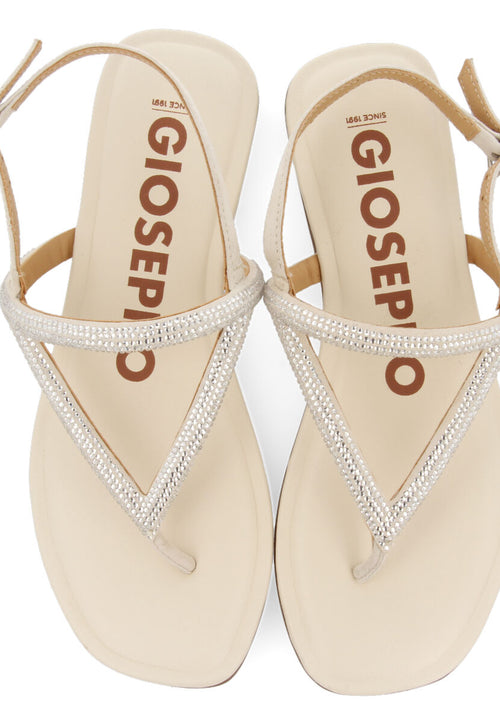 Sandalias off-white con tiras con cristales para mujer otlak 
