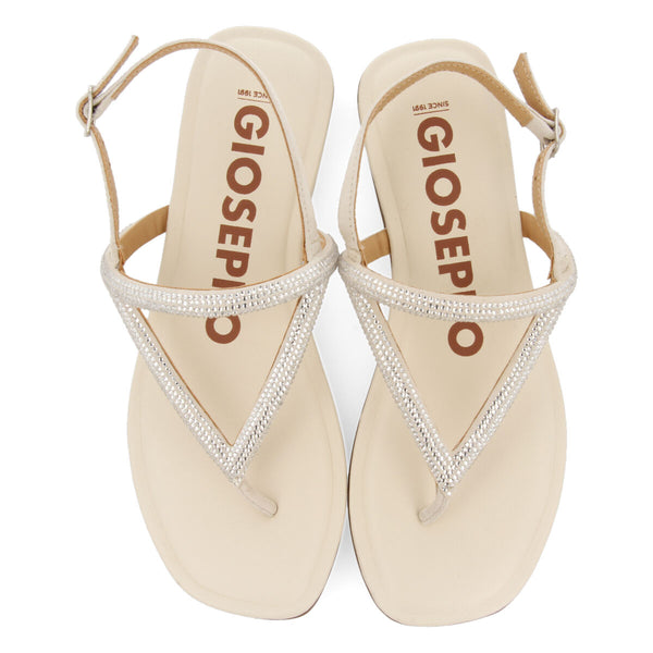 Otlak women's off-white sandals with crystal straps