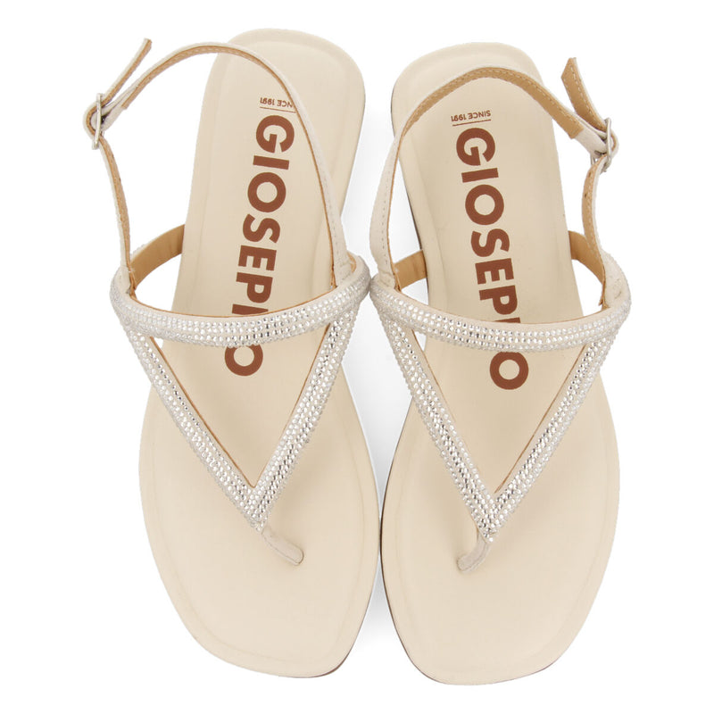 Otlak women's off-white sandals with crystal straps