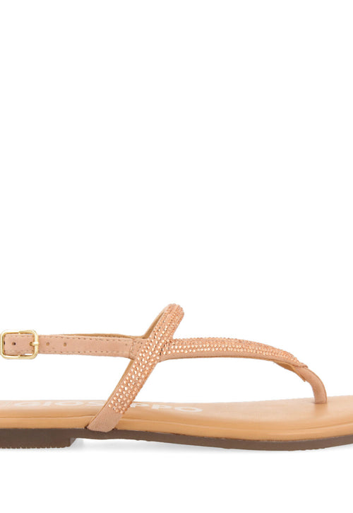 Sandalias oro rosado con tiras con cristales para mujer otlak 