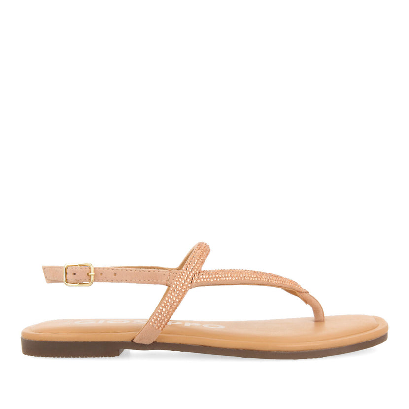 Sandalias oro rosado con tiras con cristales para mujer otlak 