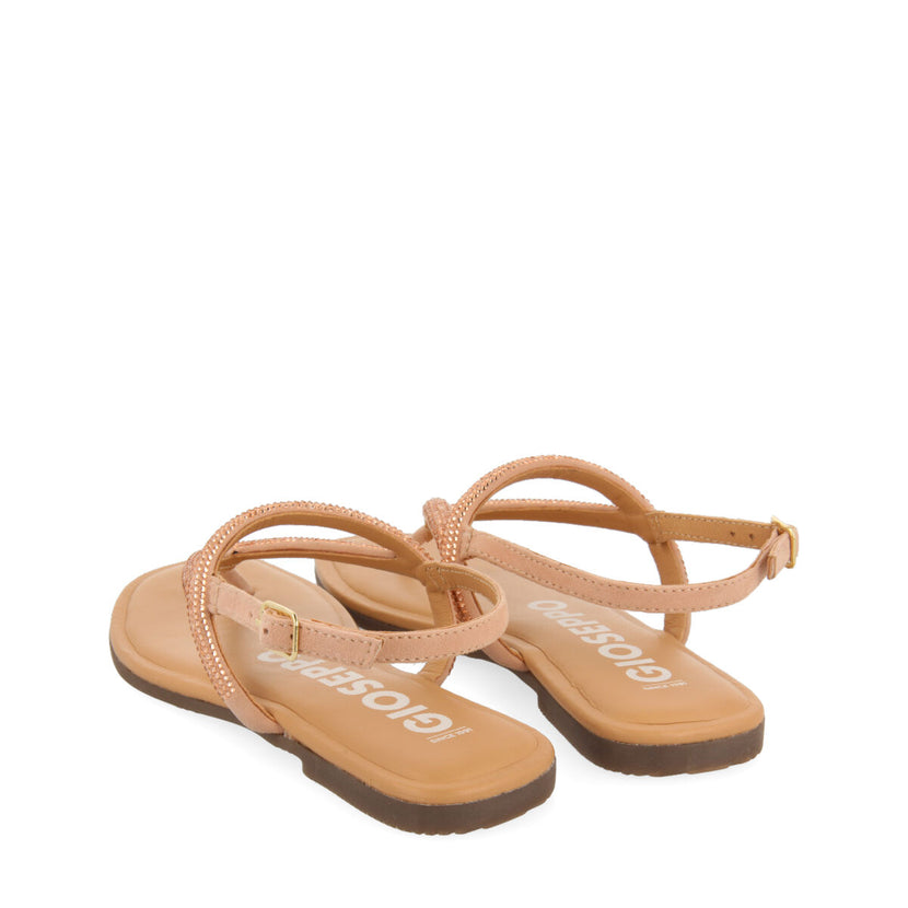 Sandalias oro rosado con tiras con cristales para mujer otlak 