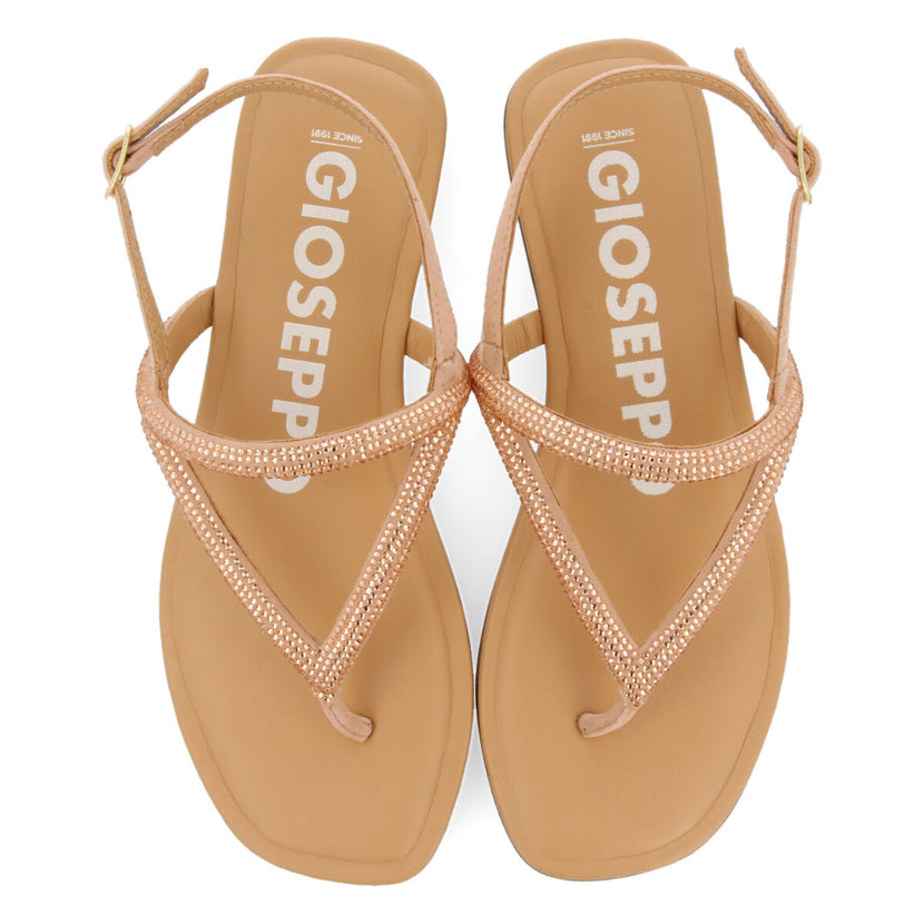 Sandalias oro rosado con tiras con cristales para mujer otlak 
