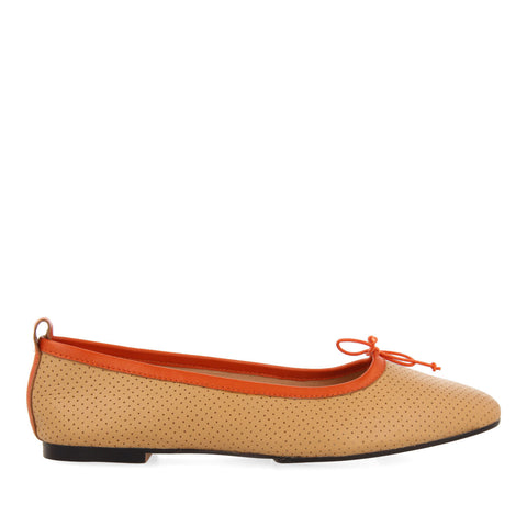 BALLERINES CAMEL EN PEAU AJOURÉE POUR FEMME CEBU 