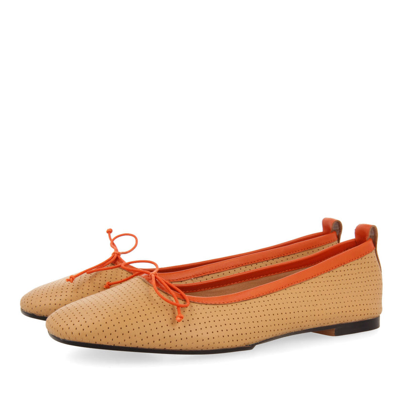 Ballerines camel en peau ajourée pour femme cebu 