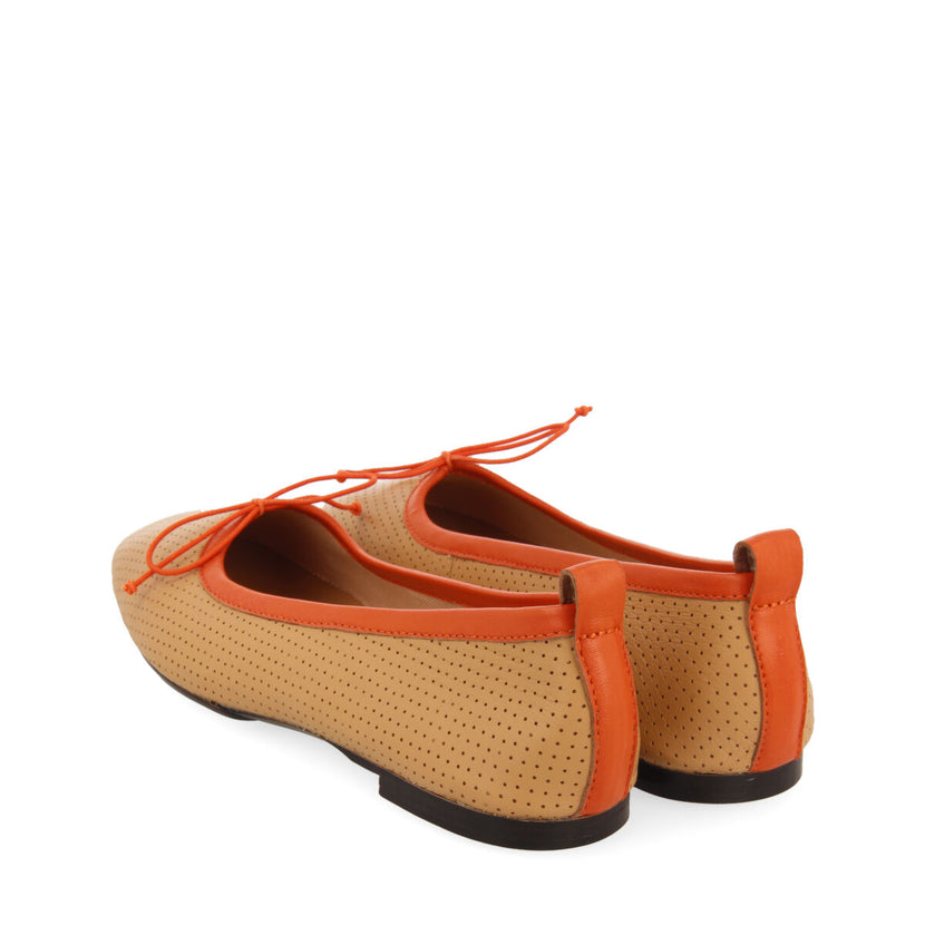 Ballerines camel en peau ajourée pour femme cebu 