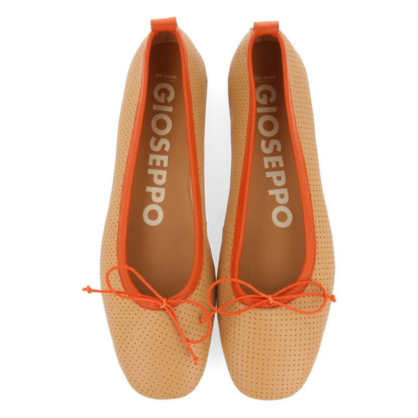 Ballerines camel en peau ajourée pour femme cebu 