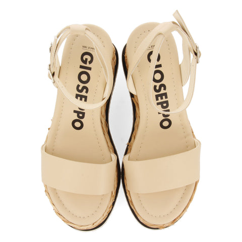 SANDALIAS COLOR OFF-WHITE CON CUÑA Y DETALLE TRENZADO PARA MUJER ARNIQUET 