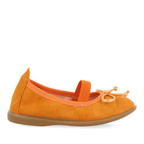 AOUZE GIRLS ORANGE LEATHER BALLET FLATS
