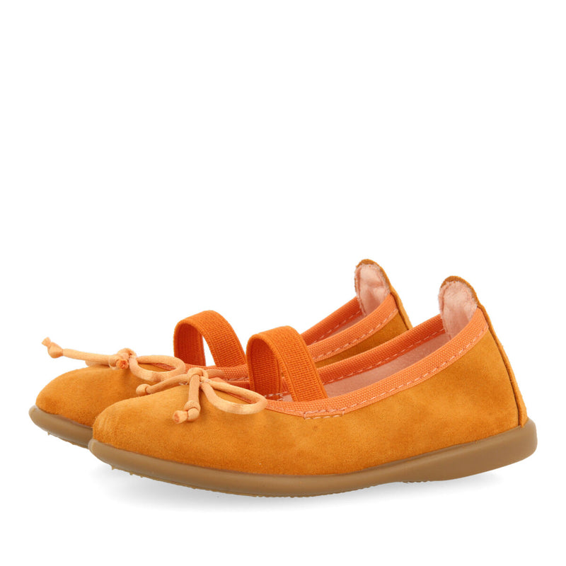 Aouze girls orange leather ballet flats