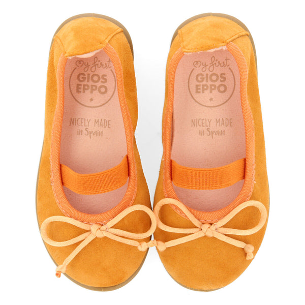 Aouze girls orange leather ballet flats